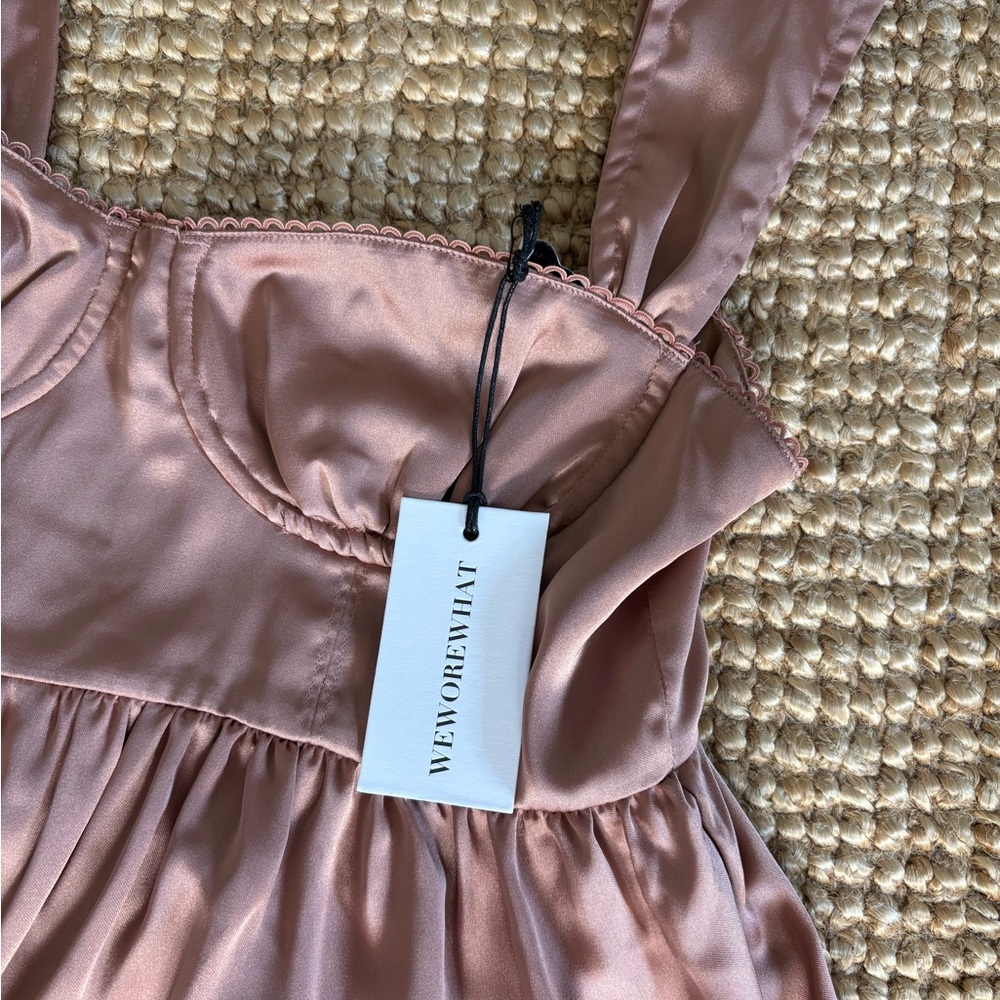 WEWOREWHAT Rose/Tan Satin Layered Dress
